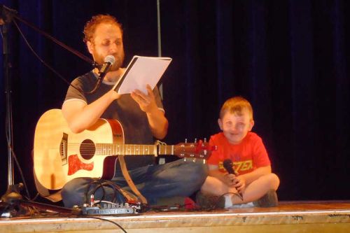 singer songwriter Craig Cardiff with the help of Keegan composes an original song about trucks and cars at LOLPS
